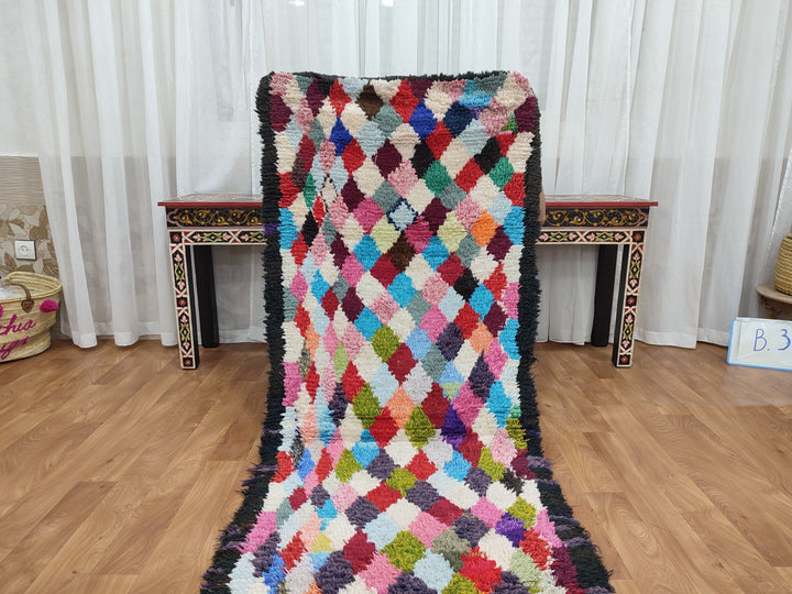  moroccan berber, colorful moroccan runner rug, moroccan rug boucherouite, area rug,  rag rug, wall hanging,glaoui  rug