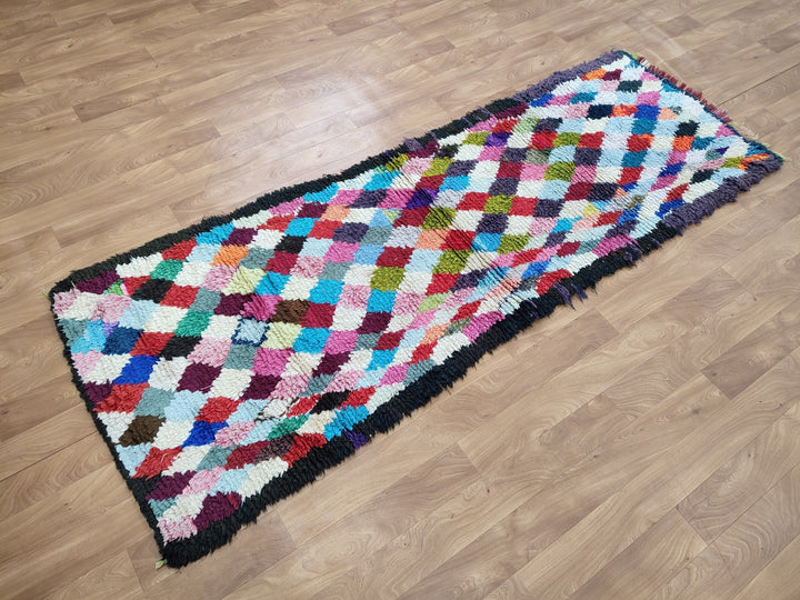  moroccan berber, colorful moroccan runner rug, moroccan rug boucherouite, area rug,  rag rug, wall hanging,glaoui  rug