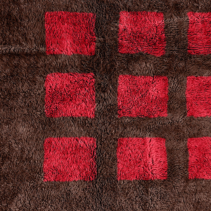 Custom Red Moroccan Beni Ourain checkered rug