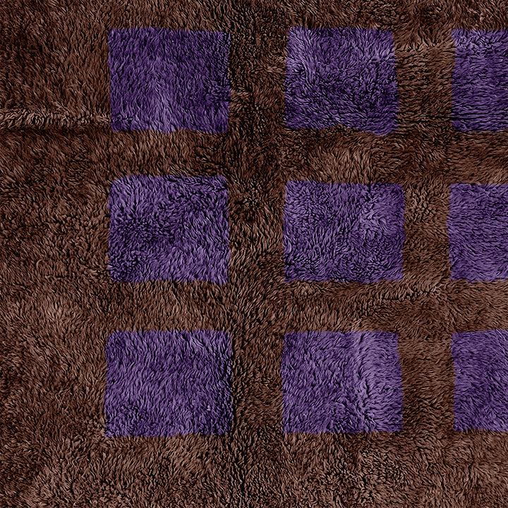 A Purple area Moroccan Beni Ourain checkerboard rug