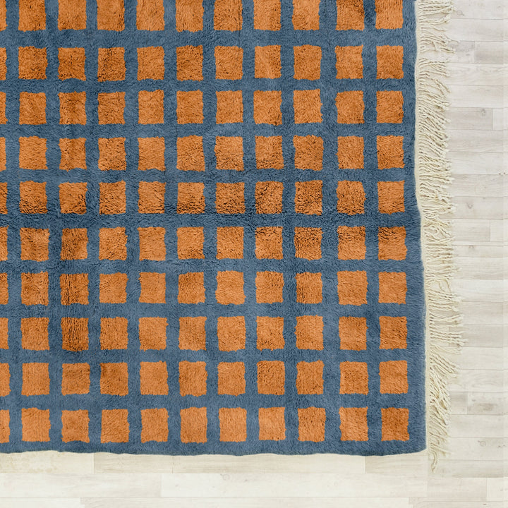 Custom Beni Ourain Moroccan checkerboard rug for bedroom and living room