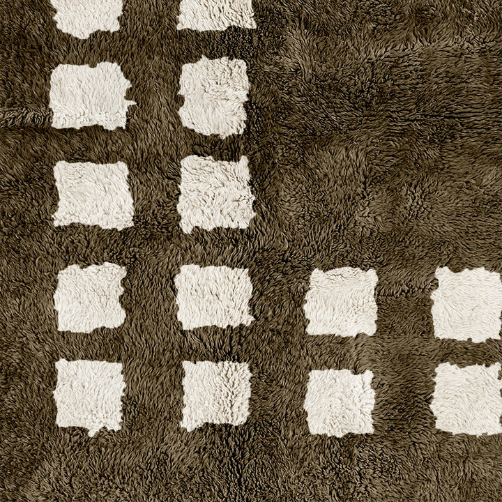 Custom sheepskin Moroccan Beni Ourain Grey and White checkered rug
