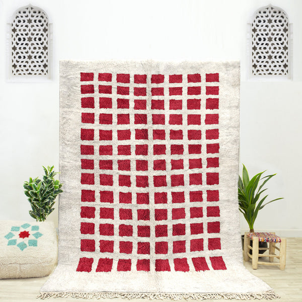 Handmade Moroccan checkered rug, Berber Custom area rug, Beni Ourain Checkerboard Rug