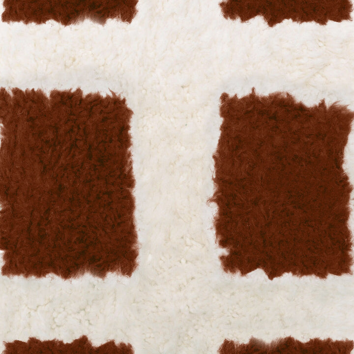 A Brown handwoven Moroccan Berber checkered rug