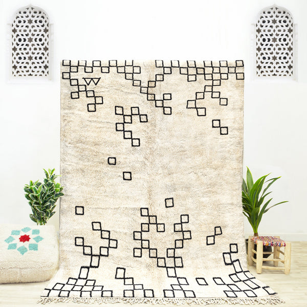 Checkered Custom  Moroccan rug  area rug  beni ourain rug  handmade rug  White rug  area rugs  Authentic Moroccan rug  wool rug