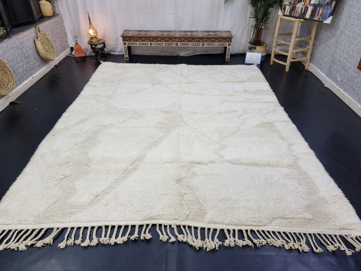 ARTISTIC BENIOURAIN RUG, Moroccan Handmade Rug, Off White Rug, Abstract White Rug, Bohemian Rug, Wool Rug, Berber Rug, Tued Rug, Area Rug