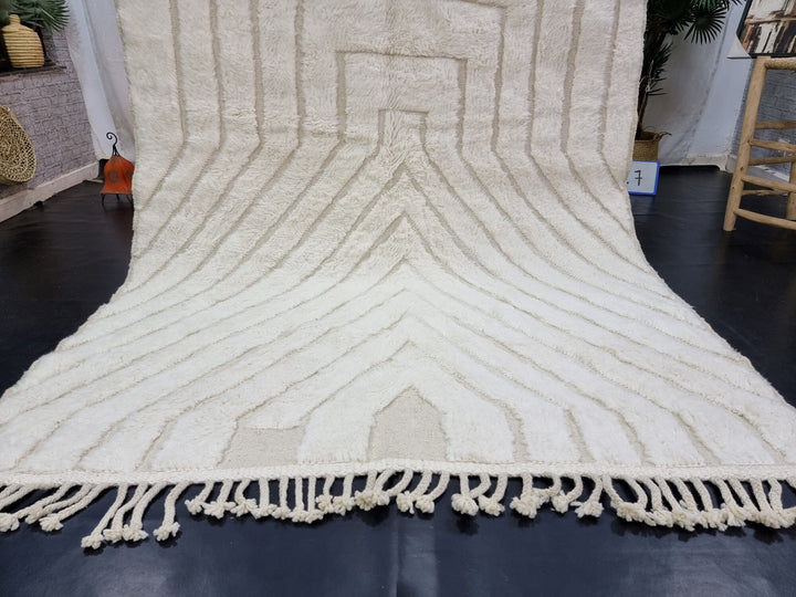 GORGEOUS MOROCCAN RUG, Handmade Rug , Off White Rug, Berber Wool Rug, Striped Wool Carpet, Tufted Wool Rug, Area Rug, Handwoven Wool Rug.