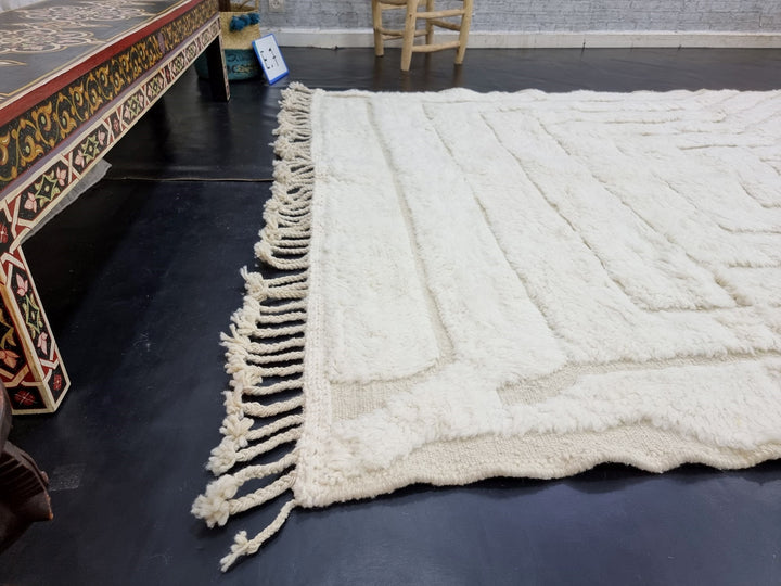 GORGEOUS MOROCCAN RUG, Handmade Rug , Off White Rug, Berber Wool Rug, Striped Wool Carpet, Tufted Wool Rug, Area Rug, Handwoven Wool Rug.