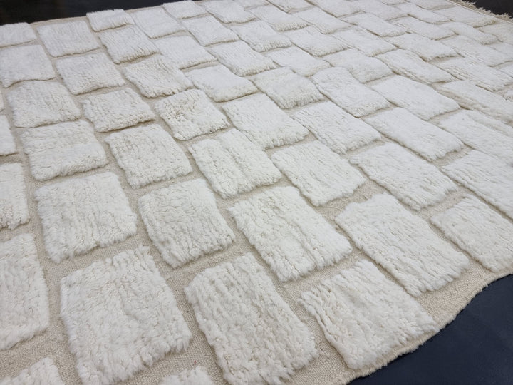 STUNNING MOROCCAN RUG, Beniourain Rug , Off White Rug, Checkered Rug, Handmade Rug, Area Rug, Handwoven Rug, Berber Rug, Tufted Wool Rug