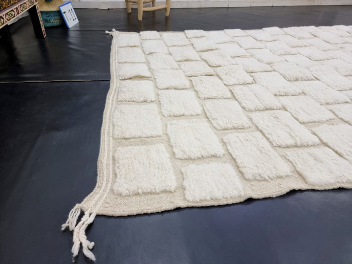 STUNNING MOROCCAN RUG, Beniourain Rug , Off White Rug, Checkered Rug, Handmade Rug, Area Rug, Handwoven Rug, Berber Rug, Tufted Wool Rug