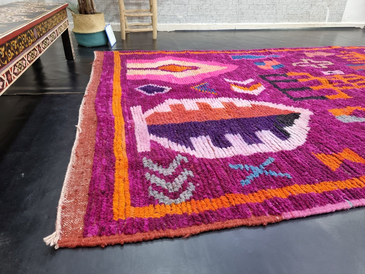 STUNNING MOROCCAN RUG, Beniourain Rug , Orange  Purple Rug, AbstractRug, Handmade Rug, Area Rug, Handwoven Rug, Berber Rug, Funky Rug