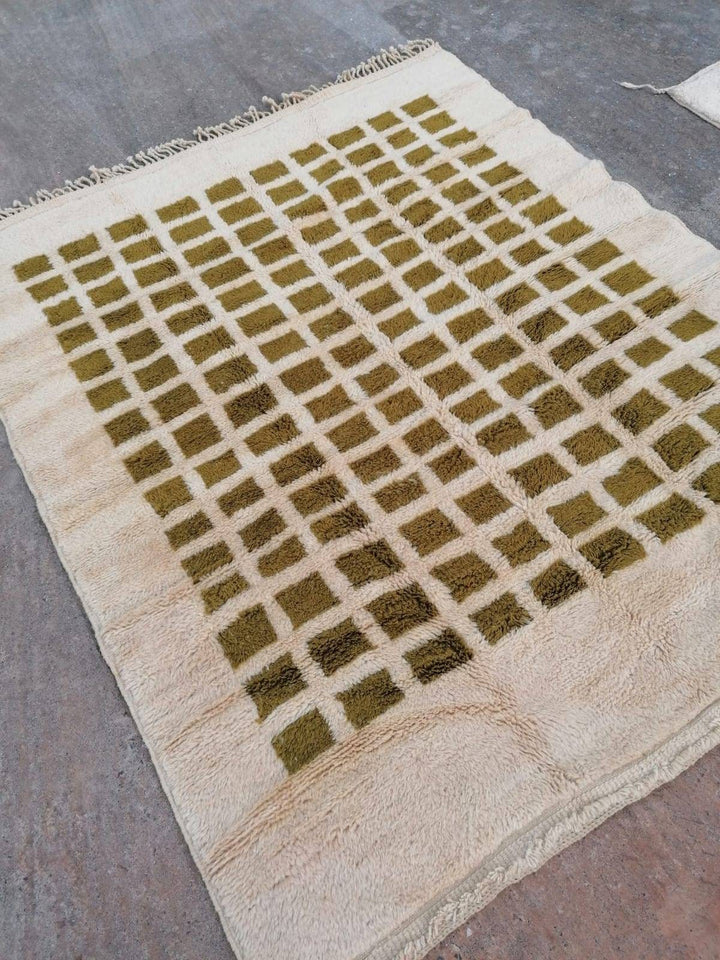 Moroccan rug , berber rug, Beni Mrirt rug, Beni Ourain style, Green Moroccan rug, 