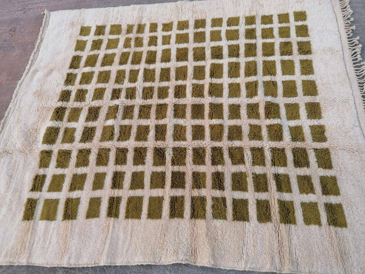 Moroccan rug , berber rug, Beni Mrirt rug, Beni Ourain style, Green Moroccan rug, 