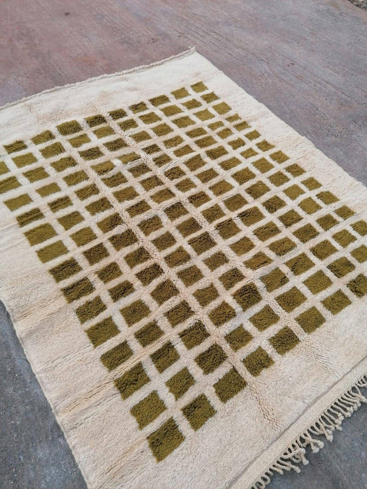 Moroccan rug , berber rug, Beni Mrirt rug, Beni Ourain style, Green Moroccan rug, 