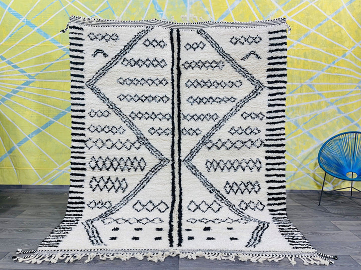 Amazing Beni Ourain Rug  FT  White and Black Moroccan Rug Berber Area Rug 