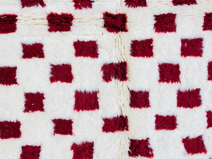 Red Checkered Rug   Beni Ourain Area Rug  Moroccan Rugs