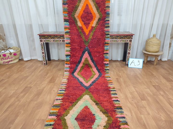 Gorgeous BeniOurain Runner, Moroccan Handmade runner, multi color Rug, Berber Rug, Abstract Rug, boujad rug, Tappish Marokko. Authentic Rug