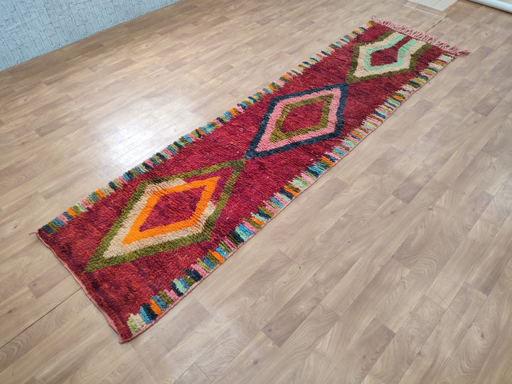 Gorgeous BeniOurain Runner, Moroccan Handmade runner, multi color Rug, Berber Rug, Abstract Rug, boujad rug, Tappish Marokko. Authentic Rug