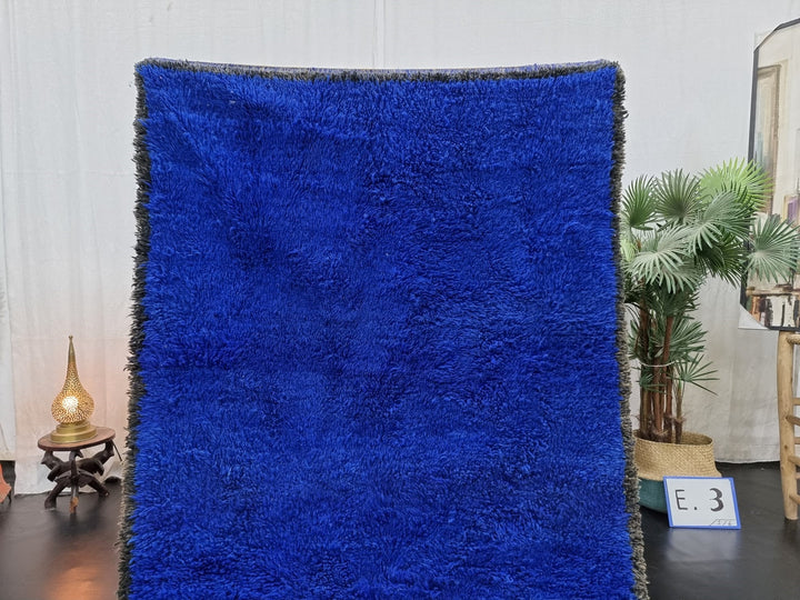 UNIQUE BENIOURAIN RUG, Moroccan Rug , Royal Blue Rug, Solid Rug, Handmade Rug, Handwoven Rug, Area Rug, Bohemian Rug, Boho Rug, Plain Rug