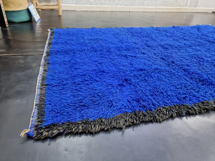 UNIQUE BENIOURAIN RUG, Moroccan Rug , Royal Blue Rug, Solid Rug, Handmade Rug, Handwoven Rug, Area Rug, Bohemian Rug, Boho Rug, Plain Rug