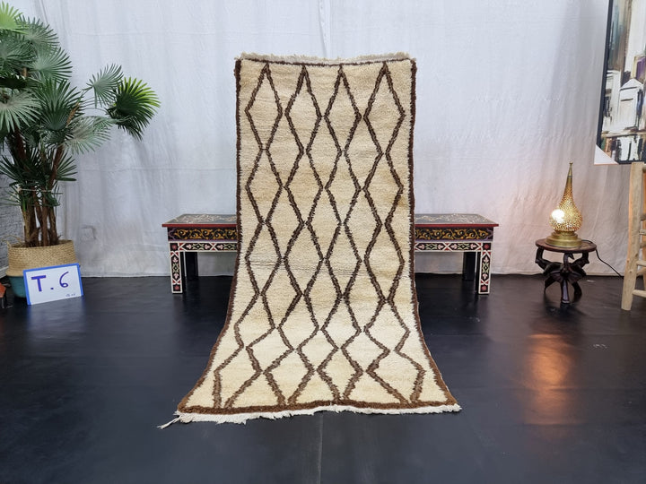 authentic  rug, moroccan  ,berber wool rug, geometric rug, white and brown  beni ouarain rug,area rug, sheep wool rug