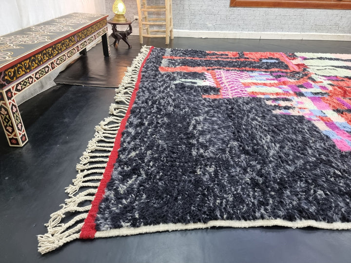 FANTASTIC MOROCCAN RUG, Beniourain Rug , Faded Red and Black Rug, AbstractRug, Handmade Wool Rug, Area Rug, Handwoven Rug, Berber Rug