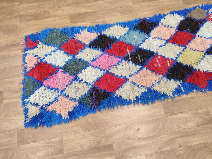  moroccan berber, colorful moroccan runner rug, moroccan rug boucherouite, area rug,  rag rug, wall hanging,glaoui  rug