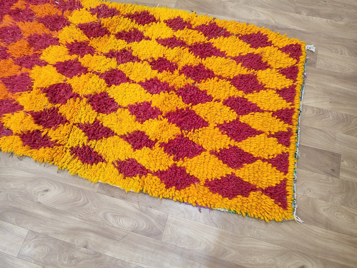 amazing moroccan rug,  handmade carpet, sheep woolcotton rug, berber orange and red rug,tribal geometric rug, moroccan handwoven rug