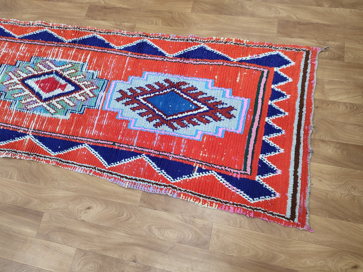 amazing moroccan rug,  berber runner rug, red and purple rug, handmade woolcotton rug, tribal geometric rug, authentic moroccan rug.