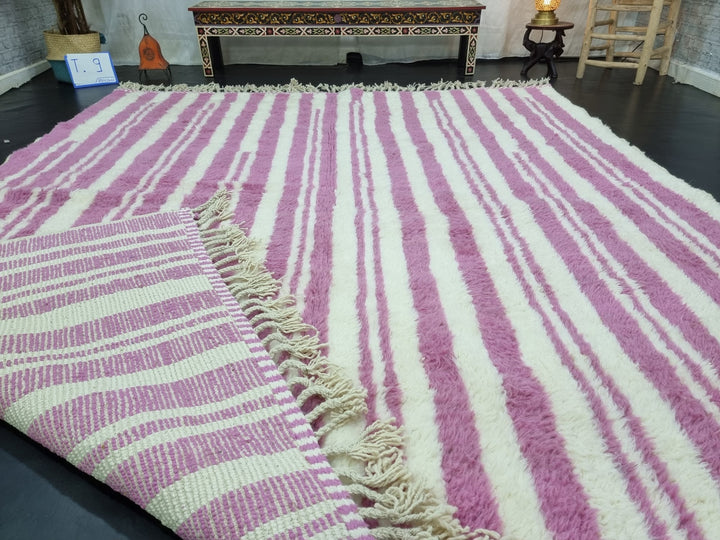 STUNNING BENIOURAIN RUG, Handmade Rug , Moroccan Rug, Striped Rug, Pink Rug, Berber Rug, Sheep Wool Rug, Unique Handwoven Rug, Area Rug.