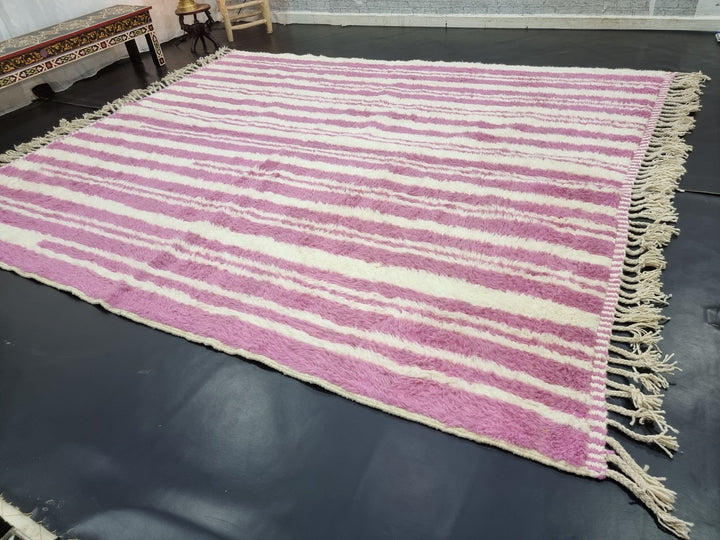 STUNNING BENIOURAIN RUG, Handmade Rug , Moroccan Rug, Striped Rug, Pink Rug, Berber Rug, Sheep Wool Rug, Unique Handwoven Rug, Area Rug.