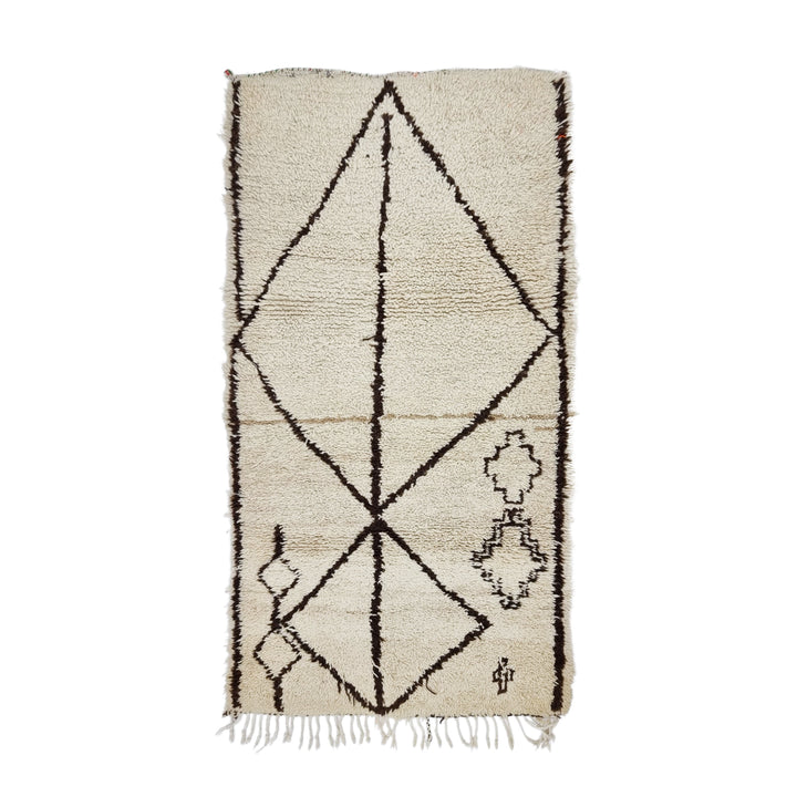 original  rug, moroccan  ,berber rug, geometric rug, white and brown rug,  beni ouarain rug, area rug, sheep wool rug