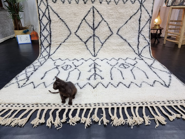 PRETTY BENIOURAIN RUG, Handmade Rug , Black  White Rug, Berber Rug, Geometric Rug, White Rug, Area Rug, Handwoven rug, Berber Symbol Rug