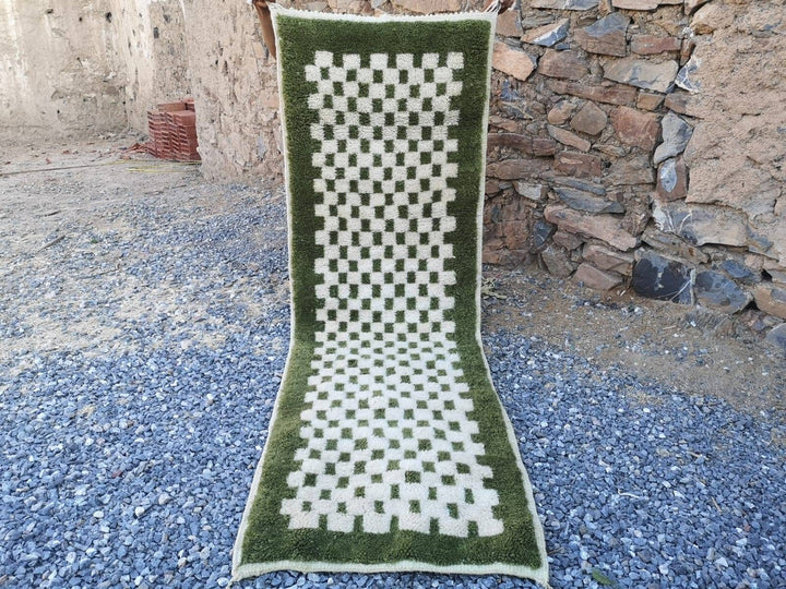 Made to order Mrirt rug, Wool rug,Moroccan rug, Checkered green rug, Tapis berbre, Beni ourain rug, Berbere rugs, Beniouarain rug