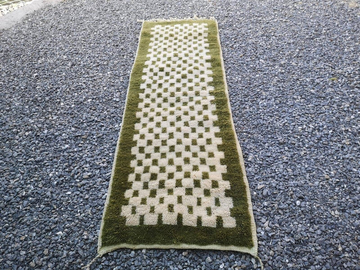 Made to order Mrirt rug, Wool rug,Moroccan rug, Checkered green rug, Tapis berbre, Beni ourain rug, Berbere rugs, Beniouarain rug