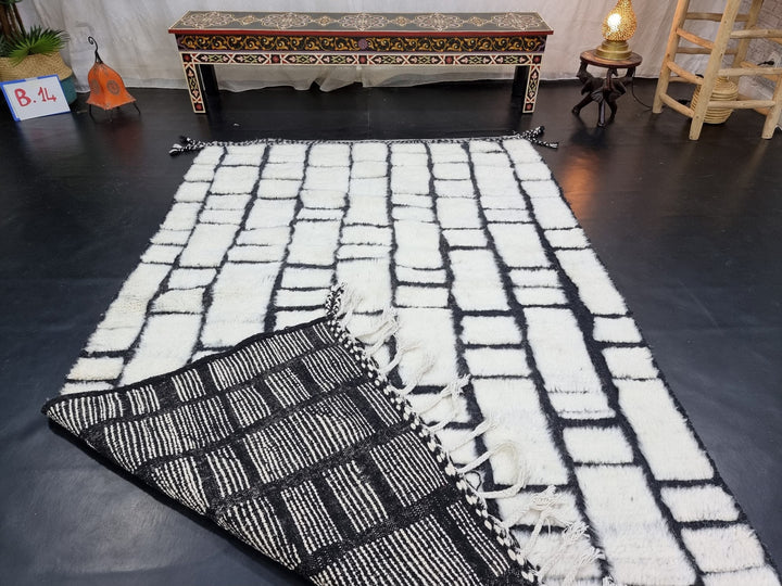 PRETTY MOROCCAN RUG, Handmade Rug , Black  White Rug, BerberRug, Checkered Rug, Black Rug, Area Rug, Beniourain rug, Checkerboard Rug