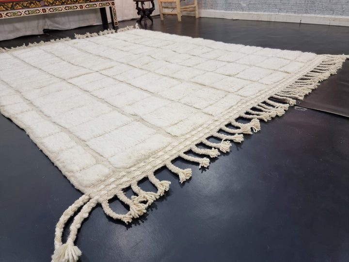 STUNNING MOROCCAN RUG, Beniourain Rug , Off White Rug, Checkered Rug, Handmade Rug, Area Rug, Handwoven Rug, Berber Rug, Tufted Wool Rug