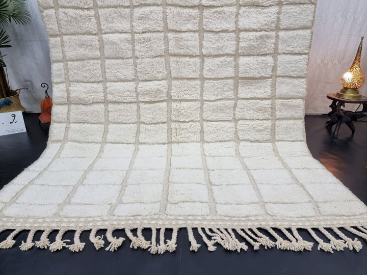 STUNNING MOROCCAN RUG, Beniourain Rug , Off White Rug, Checkered Rug, Handmade Rug, Area Rug, Handwoven Rug, Berber Rug, Tufted Wool Rug