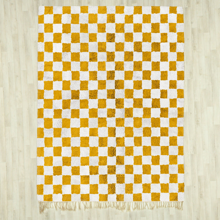 Custom Beni Ourain Moroccan checkerboard rug for bedroom and living room