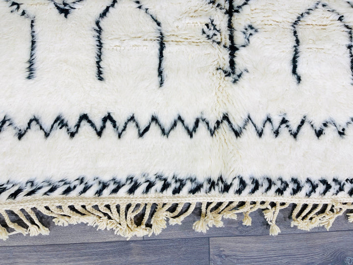 STUNNING MOROCCAN RUG, Beniourain Wool Rug, Black  White Rug, Striped Rug, Handmade Rug, Area Rug, Handwoven Rug, Berber Rug  