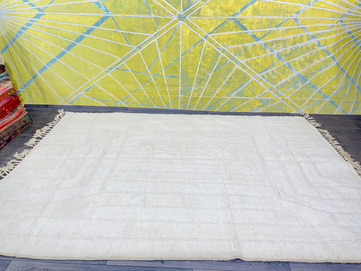 Solid Moroccan Rug  Ft Beni Ourain Rug, Handmade Wool Rug Off White rug  Rug