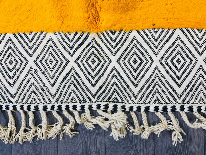 Yellow Beni Ourain Carpet  Ft  Handmade Wool Area Rug , Moroccan Tribal Rugs , Berber Rug 