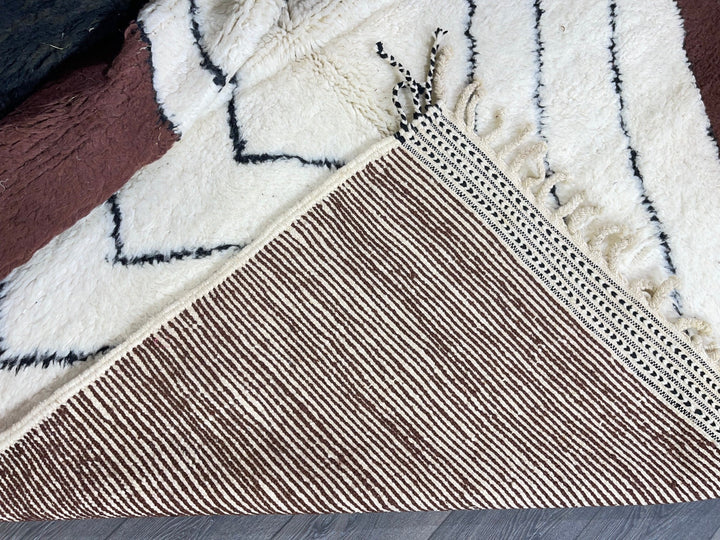 Fabulous Moroccan Rug, Scandinavian Area Rug, Beni Ourain Rug  Berber Wool Rug, White and Brown Rug, Beniourain Rug  