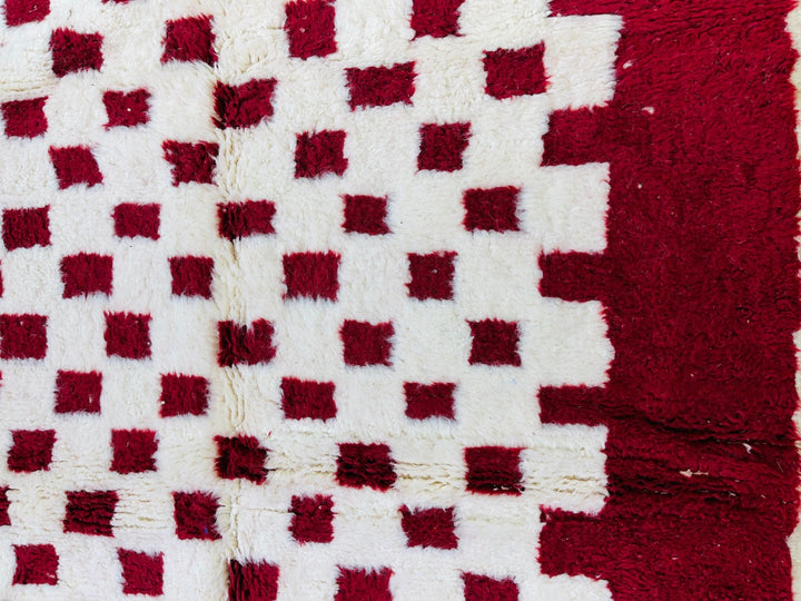 Red Checkered Rug   Beni Ourain Area Rug  Moroccan Rugs