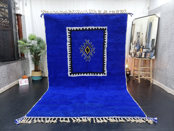 GORGEOUS BENIOURAIN RUG, Sheep Wool Rug, Moroccan Rug , Royal Blue Rug, Geometric Wool Rug, Handwoven Rug, Azilal Rug, Berber Area Rug