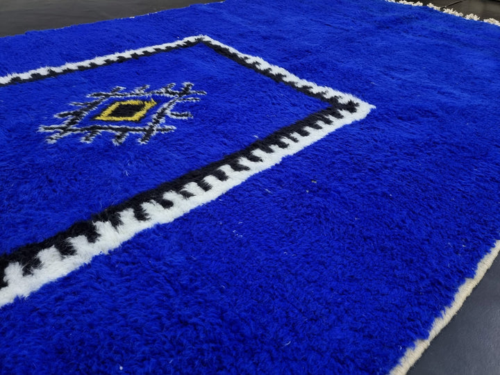 GORGEOUS BENIOURAIN RUG, Sheep Wool Rug, Moroccan Rug , Royal Blue Rug, Geometric Wool Rug, Handwoven Rug, Azilal Rug, Berber Area Rug