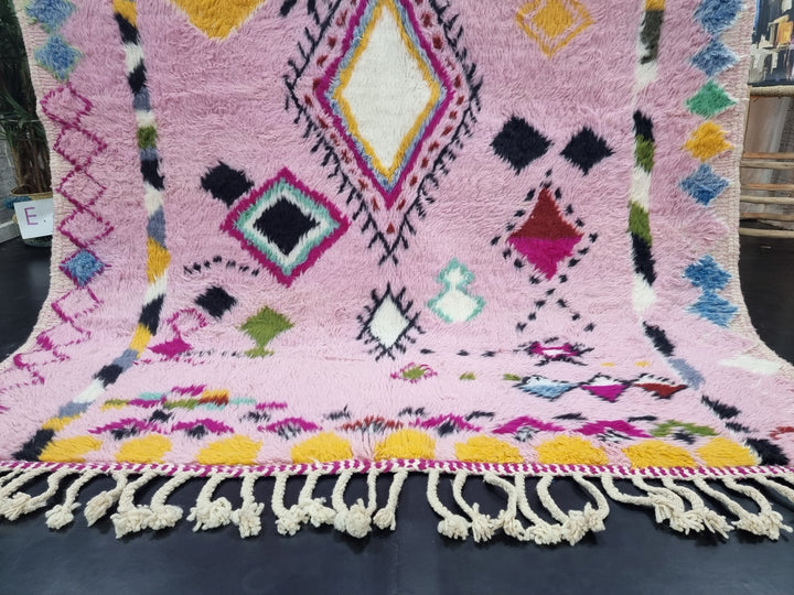 GORGEOUS BENIOURAIN RUG, Sheep Wool Rug, Moroccan Rug , Baby Pink Rug, Geometric Rug Wool Rug, Handwoven Rug, Azilal Rug, Berber Area Rug