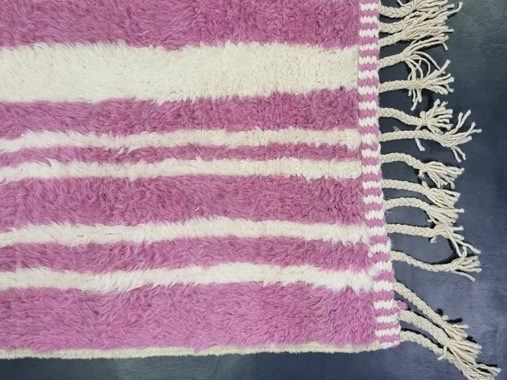 STUNNING BENIOURAIN RUG, Handmade Rug , Moroccan Rug, Striped Rug, Pink Rug, Berber Rug, Sheep Wool Rug, Unique Handwoven Rug, Area Rug.