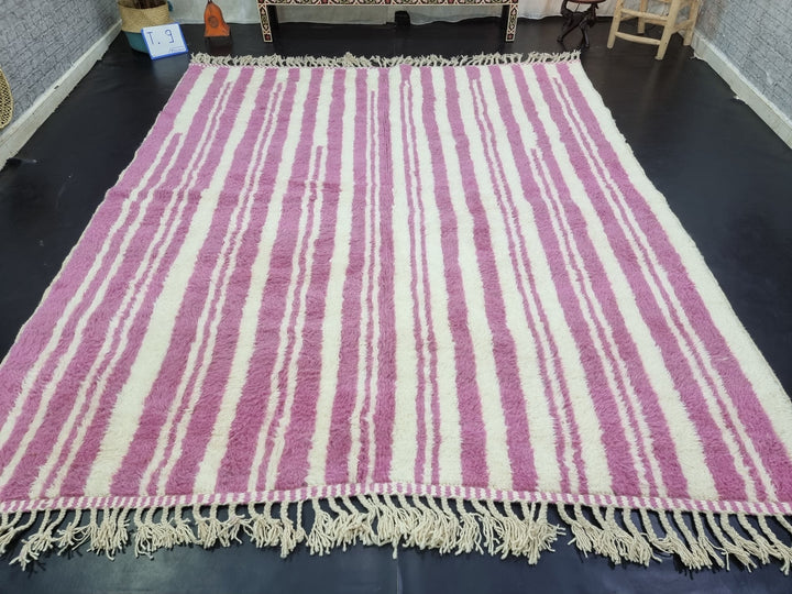 STUNNING BENIOURAIN RUG, Handmade Rug , Moroccan Rug, Striped Rug, Pink Rug, Berber Rug, Sheep Wool Rug, Unique Handwoven Rug, Area Rug.