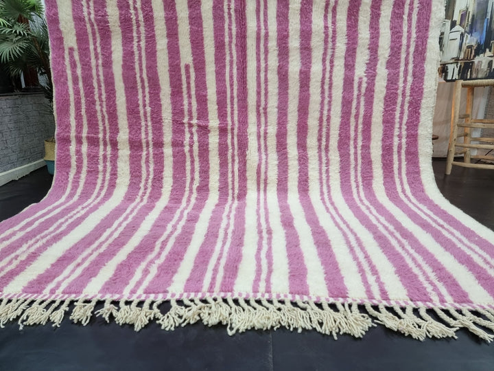 STUNNING BENIOURAIN RUG, Handmade Rug , Moroccan Rug, Striped Rug, Pink Rug, Berber Rug, Sheep Wool Rug, Unique Handwoven Rug, Area Rug.